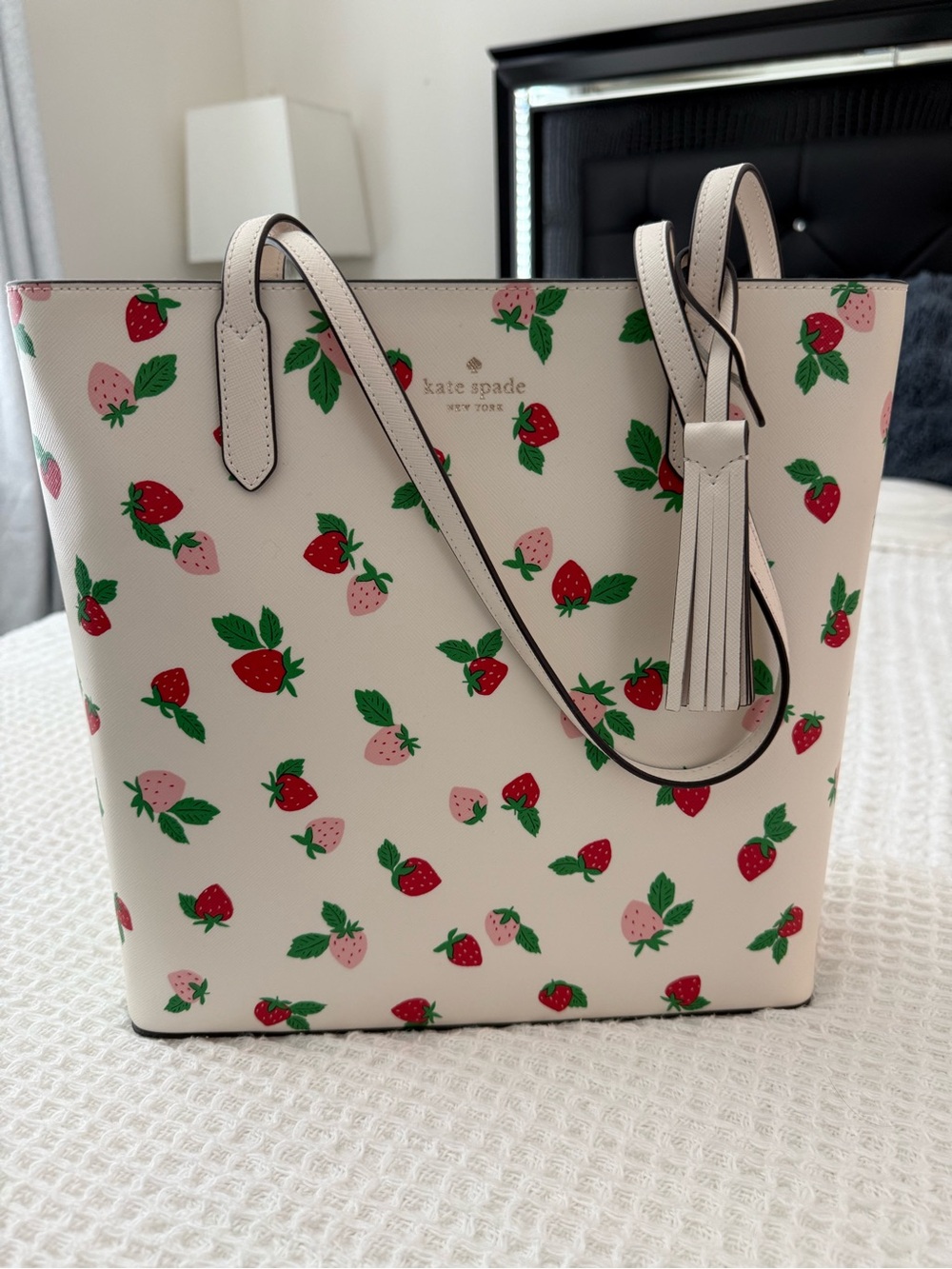 kate spade Cream Tote with Red & Pink Strawberry Print
